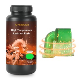 High-Temp Resistant 3D Printer Resin - Up to 280°C, High Precision 3D Printing Resin for Engineering, Industrial Parts, 405nm Photopolymer Resin for DLP/LCD (Translucent Green, 1000g)