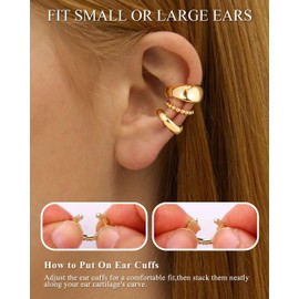 YADOCA Ear Cuff Non Piercing for Women - Hypoallergenic 14K Gold Plated Cuff Earrings Cubic Zirconia Ear Cuffs for Women