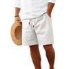 HOTake Men's Linen Shorts Casual Drawstring Elastic Waist Summer Beach