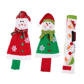 NOLITOY 3pcs Xmas Refrigerator Door Handle Festive Kitchen Appliance Protectors Snowman Design Easy to Install for Holiday Decor Convenient Practical for Your Fridge Handles