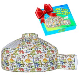 Skywin Inflatable Air Tent for Kids (77” x 50”), Perfect for Social or Solo Imaginative Play, Blow Up Tent, Sets Up and Stores Away in Seconds, Toddler Playhouse (Fan NOT Included) (Dino)