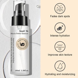 Snail Repair Essence - 96% Snail Mucin & Hyaluronic Acid Serum for Face, Intensive Hydration & Skin Repair, Anti-Aging & Pore Minimizing Serum for Dull, Damaged Skin Korean Skincare,100ML