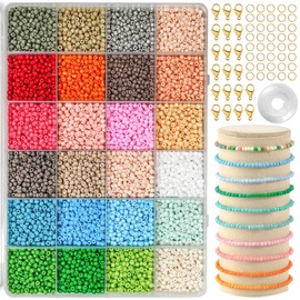 xiaoxianxian 10000 Pieces Beads for Bracelets 3 mm, 24 Colours Beads Set, DIY Beads for Threading for Making Jewellery such as Bracelets and Earrings (Style 1)