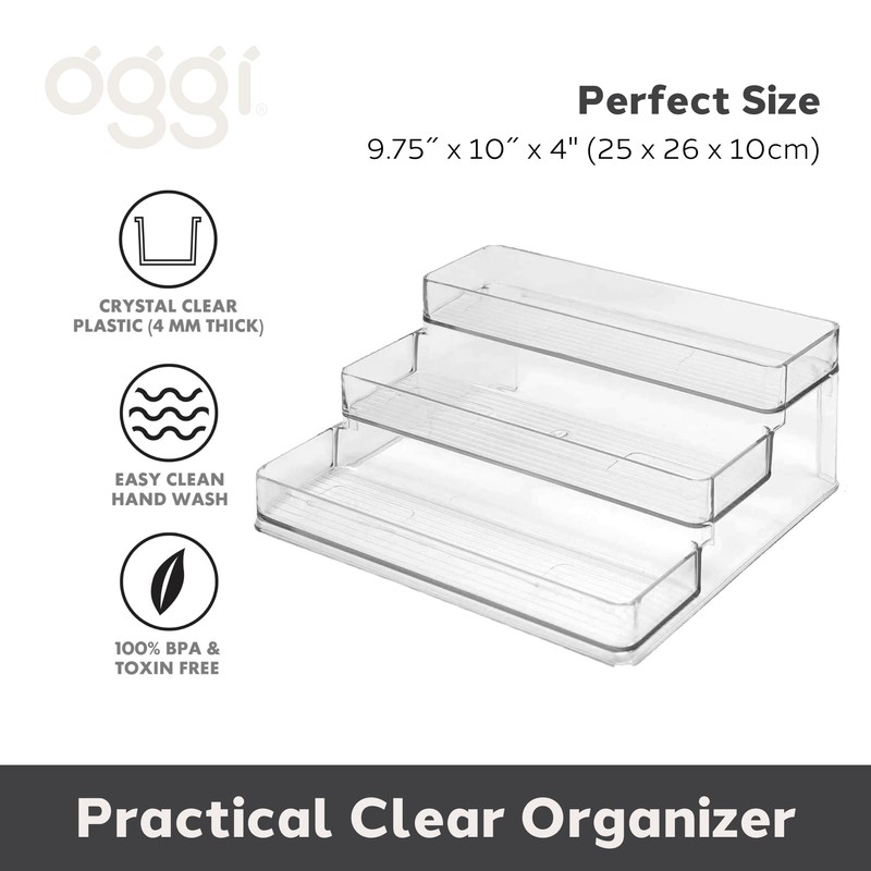 Oggi 3 Tier Spice Organizer & Pantry Storage- For Shelf,