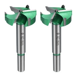sourcing map 2pcs Forstner Drill Bits 1-9/16" (40mm) Carbide Upgraded 3 Flutes Wood Hinge Drill Bits Opener Cutter for Hole Drilling Woodworking, Green