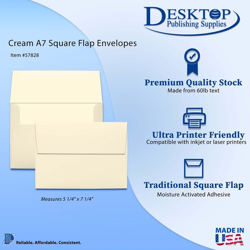 Cream/Off White A7 (5 1/4 x 7 1/4) Envelopes -