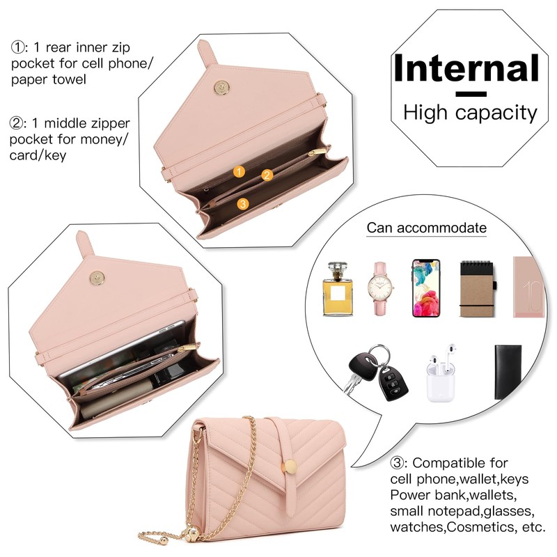 Miss Lulu Women's Clutch Elegant Evening Bag Envelope Shoulder Bag