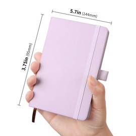 ZUIMER 3Pack Pocket Notebook Small Notebook Journal Notebook 4 inches x 5.7 inches 200 Pages Leather Cover With Pen Holder Page Marker Ribbons (Purple-Yellow-Blue)
