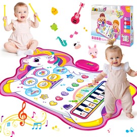 Gralal Baby Toy for Girls from 1 2 Years, Unicorn 3-in-1 Music Mat with 8 Animal Sounds, 10 Demo Songs and Recording Function, Gift 1 2 Years Girls 1st Birthday Unicorn Gifts for Girls