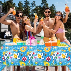 Manteles de fiesta en la piscina, 3 piezas, manteles de plástico para verano, suministros para fiesta de verano, ideal para piscina, decoración de playa, natación hawaiana para cumpleaños, fiesta en