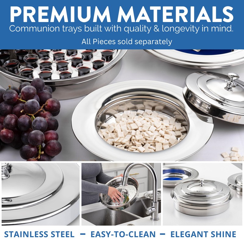 Steadfast Selections (Cup Tray) Silver Premium Communion Trays for Churches