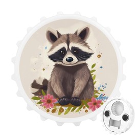 Magnetic Bottle Opener with Fridge Stickers Raccoon Printed Magnetic Bottle Opener for Refrigerator Gift for Home Kitchens Bars Parties