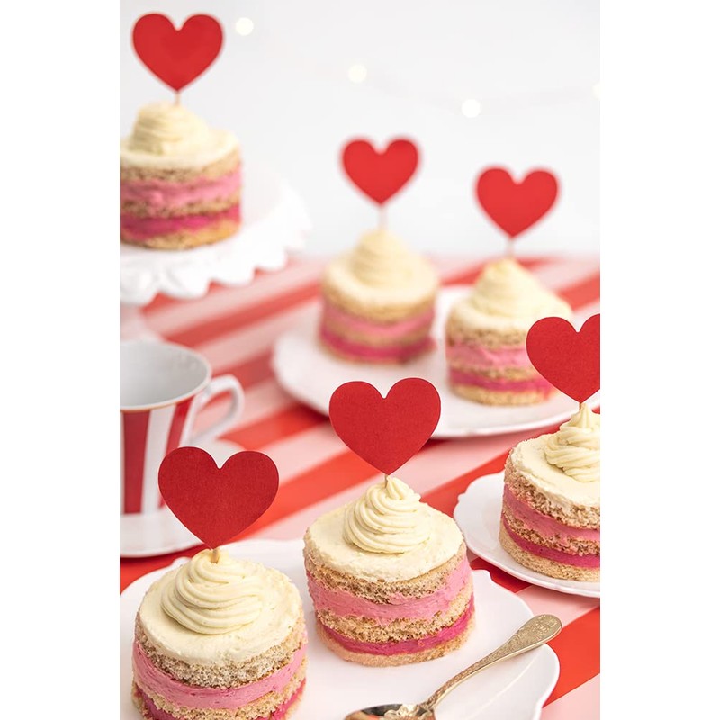 Heart Shaped Party Toppers for Cupcake Romantic Table Decoration for