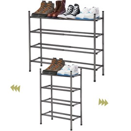 STORAGEIDEAS Shoe Rack, Expandable Shoe Storage Organizer for Closet, 4 Tier Metal Shoe Rack for Entryway, Adjustable Small Shoe Shelf for Front Door Entrance, Small Space, Garage