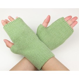 Ever Bloom Classic Knitted Gloves Women's Fingerless, Warm Half Finger Gloves, Winter Fingerless Gloves, Mittens, Plain, Green