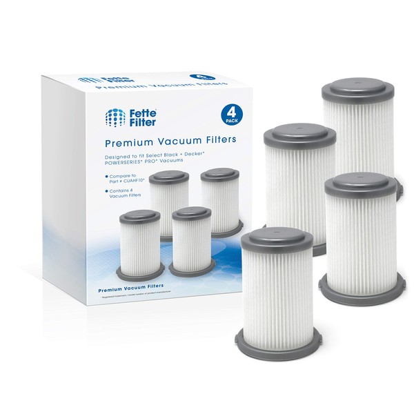 Fette Filter - Vacuum Filters Compatible with Black + Decker POWERSERIES PRO 2in1 Cordless Vacuums HCUA525 Series. Compare to Part # CUAHF10 (4-Pack)