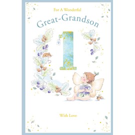 Great Grandson 1st Birthday Card Age 1 Acorn Pixie 9" x 6" Lovely Verse