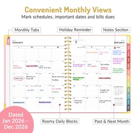 Forvencer 2026 Planner, Hardcover Calendar Planner Weekly and Monthly, Jan 2026 - Dec 2026, 8.5" x 11", Spiral Agenda Book with Tabs, Exquisite Daily Journal Organizer for Home School, Purple Marble