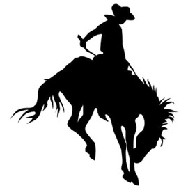 Rodeo Cowboy Riding Bucking Bronco Horse Black Vinyl Decal Sticker 5 Inch
