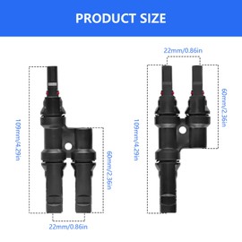 XTVTX Branch Sockets Solar Y Connector Type T Branch Cable Connector Solar Panel Cable Connector Male/Female Photovoltaic Connector 2 Pairs