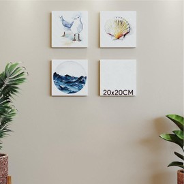 Voyzdx Bastidor De Algodón Para Pintura Al Oleo,Set de 4 Lienzos Para Pintar Paneles Blancos Imprimados con 10 Pinceles Tamaño 20 * 20cm,Lienzos de Arte