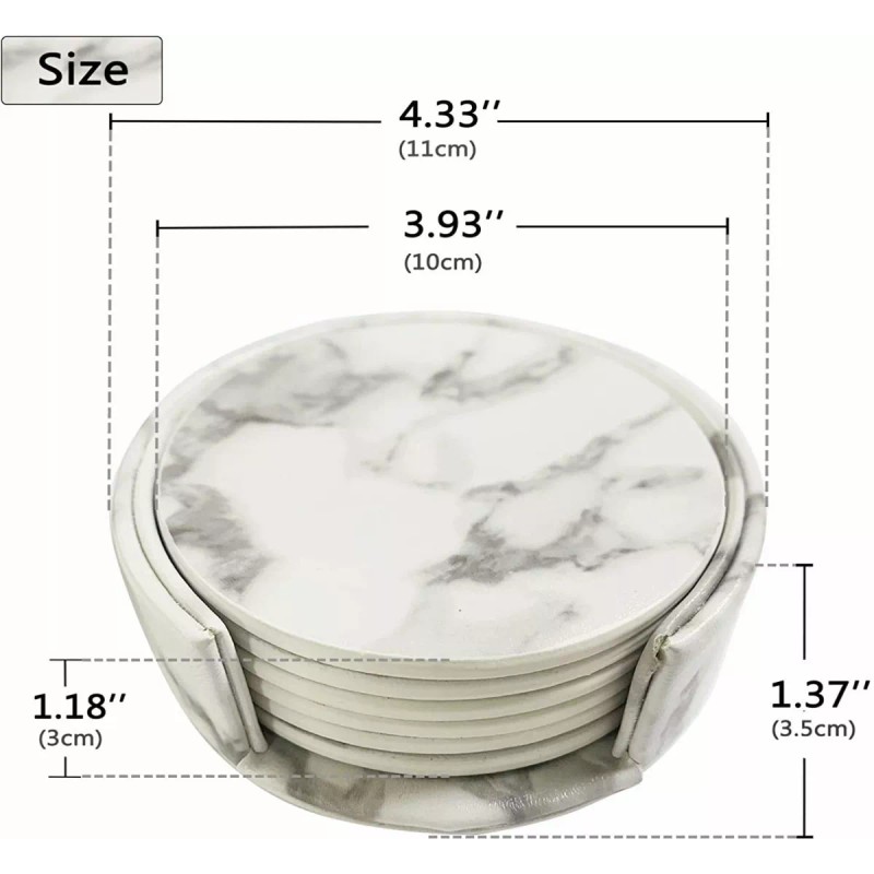 SANBREVE Porta Vasos Tazas Universal Mesa Moda Curpiel Grandes 7pcs