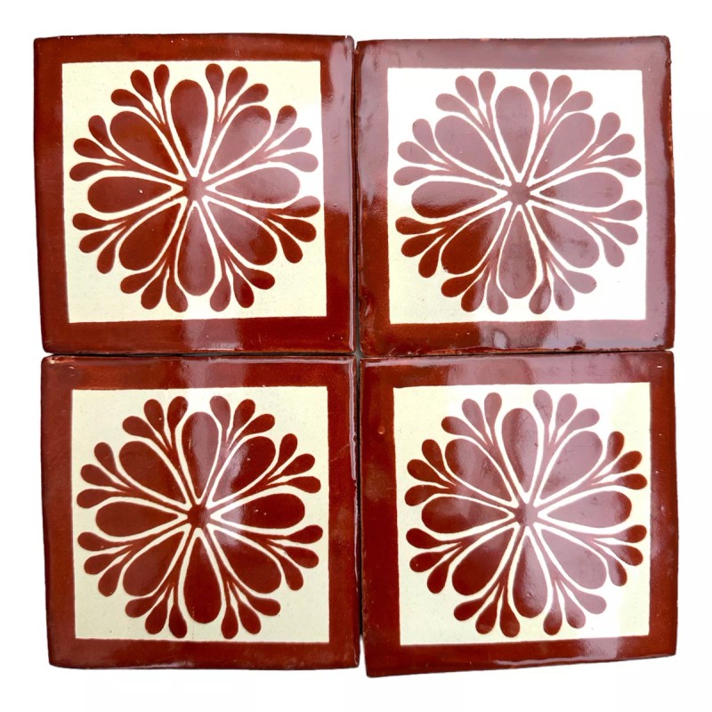 Escanver Tapete Azulejo Artesanal 10cm Talavera Mosaico Terracota 40p
