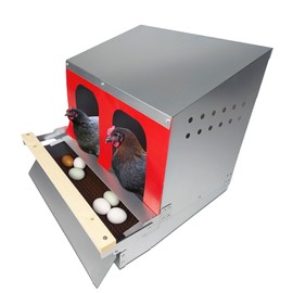 Hen's Choice™ - Reversible Roll Out Nest Box for Chickens | Roll Away Nest Box | 2 Compartment 21" | Heavy Duty Galvanized