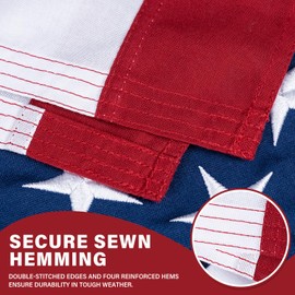 American Flag 5x8 ft for Outside, Tearproof Super Tough Series, Heavy Duty Spun Polyester, All Weather US Flag High Wind with Embroidered Stars, Brass Grommets, Ultra Durable USA Flags for Outdoor