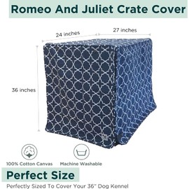 Molly Mutt Dog Crate Cover - Fits 36"x23"x25" Crate - Dog Kennel Cover - Dog Cage Cover - Dog Crate Cover - Puppy Crate Cover - Cover for Dog Crate - Romeo & Juliet (cc35cc)