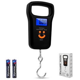 Fishing Scale, 110 lb / 50 kg Luggage Scales with Hooks, LCD Display, Multi-Weighing Unit, High Precision Kitchen Digital Suitcase Scale, Fish Scale