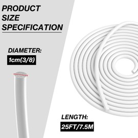 25FT Backer Rod 3/8 Inch Diameter Rubber Caulk Concrete Expansion Joint Filler White Saver Weather Strip Seal for Gaps and Joints Concrete Filling (3/8 Inch x 25FT)