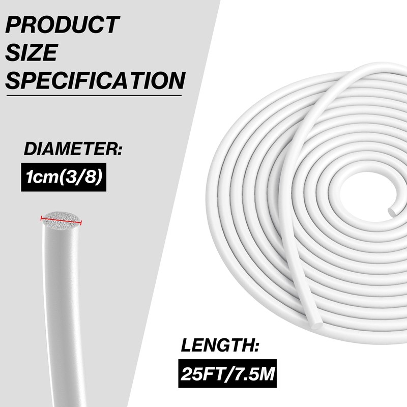 25FT Backer Rod 3/8 Inch Diameter Rubber Caulk Concrete Expansion