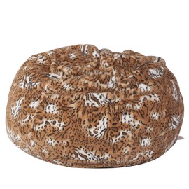 LUCKYERMORE Bean Bag Chair Luxury and Comfy Big Beanless Bag Chairs Plush Furry Chair Soft Sofa Lounger for Adults and Kids,Sponge Filling, 3 ft, Leopard Print