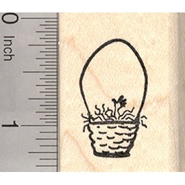 Easter Krampus Basket Rubber Stamp, with Tiny Hand Emerging, Scary