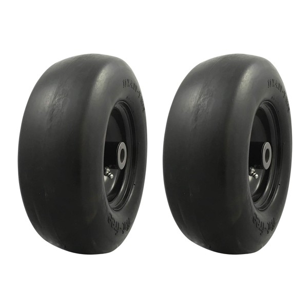 MARASTAR 00232-2pk Universal Fit Flat Free 11x4.00-5 Lawnmower Tire Assembly, Black
