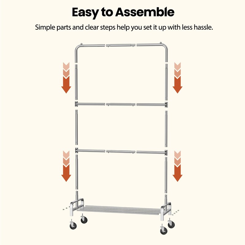 Heavy Duty Kids Clothing Rack Rolling Large Storage Capacity Dress