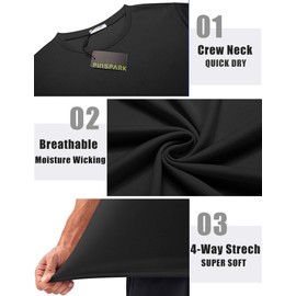 PINSPARK Men's 3 Pack Workout Shirts Quick Dry Moisture Wicking Crewneck Tee Shirt Mesh Athletic T-Shirts