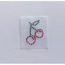 Bling Sparkle Shine Ltd. Red Cherries Rhinestone Iron-on Appliqué, Cherry Bling, Cherry Hot Fix Transfer