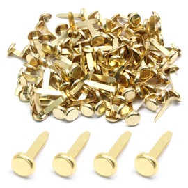 Bonsicoky 100 PCS Mini Brads Fasteners - Mini Round Head Metal Paper Fasteners for DIY Craft - Gold(8mm*17mm)