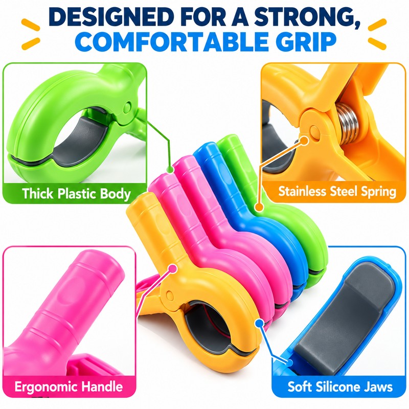 Beach Towel Clips for Beach Chairs – Strong Plastic Towel