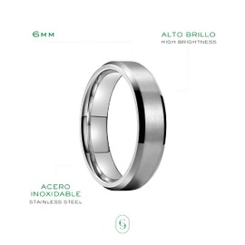 CLEPSIDRA® Set 1 Anillos Hombre Clasicos de Acero Inoxidable. Anillos de Mujer Resistentes y Elegantes. Regalos y Accesorios para Toda ocasion. Anillos para Uso Diario. Joyeria de Moda. Jewerly. Gift (7, APOLO, PLATEADO)