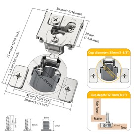 Furniware 10 Pack 5 Pairs 3/4 inch Overlay Soft Close Hinges for Face Frame Kitchen Cabinet Hinges Satin Nickel - 3 Way Adjustability Concealed Soft Close Hinges Damper Self Closing