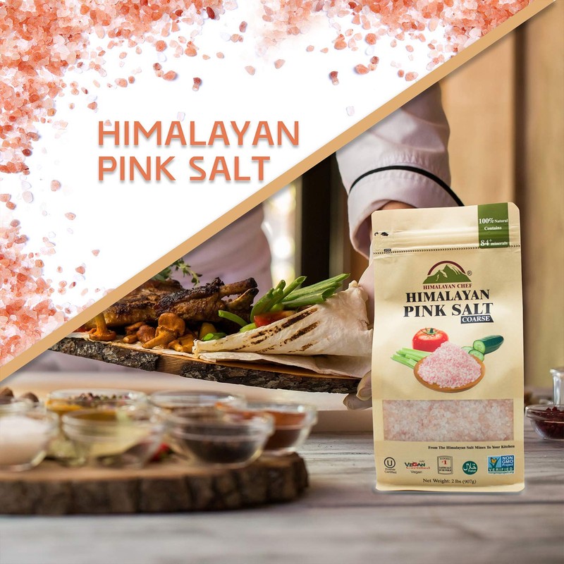 Himalayan Chef Pink Himalayan Salt, Non-GMO, Kosher Certified-2lbs /Each, Pack