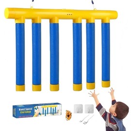 3-Speed Adjustable Children's Reaction Training Baton Catch Game - Improve Hand-Eye Coordination, Reaction Time & Motor Skills, Perfect Birthday Gift - Color: Yellow-6 Stick Regular