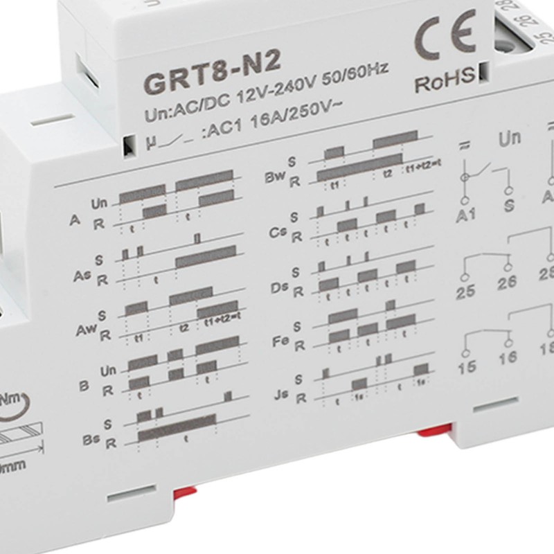 Multifunctional Time Relay LED Indicator Rail Mounting Flame Retardant Delay