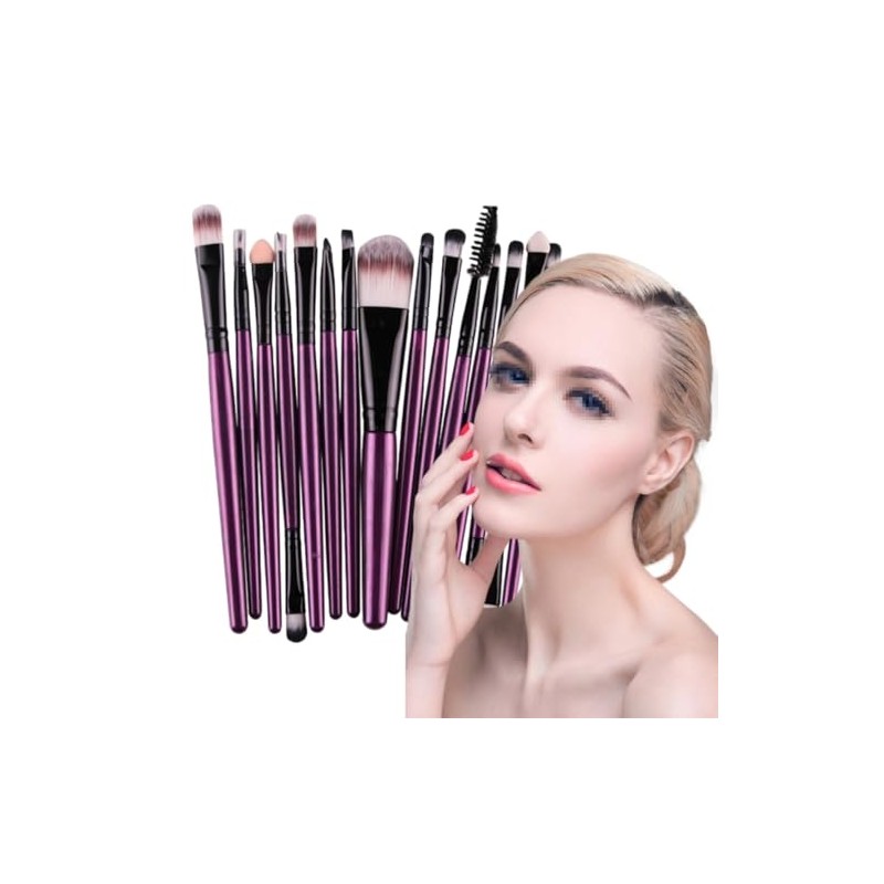 Lurrose Juego de 15 Brochas de Maquillaje y Uso Profesional