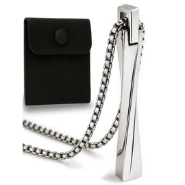 CCopan Stainless Steel Necklace, Men's Popular Silver Twist Pendant, 2.0 inches (5 cm) Adjuster, Simple, Hypoallergenic Metal, High Visibility, Gift, Stainless Steel