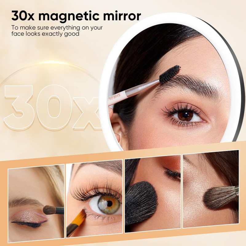 HuuppHip 30x Magnifying Mirrors with Light, Large 15 cm, 3