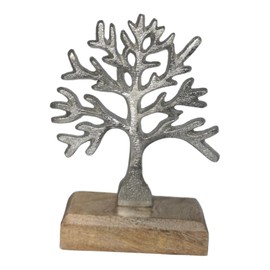 Goldbach Aluminium Tree on Wooden Base 15.5 cm Large Aluminium Decorative Tree Stand Deciduous Tree